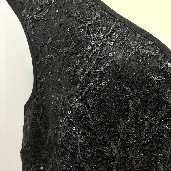 Miss May black formal maxi gown sleeveless lace sequins 1XL - Picture 3 of 12